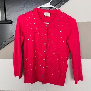 Pink Cashmere Kate Spade Cardigan w/ Rhinestones, Size XS